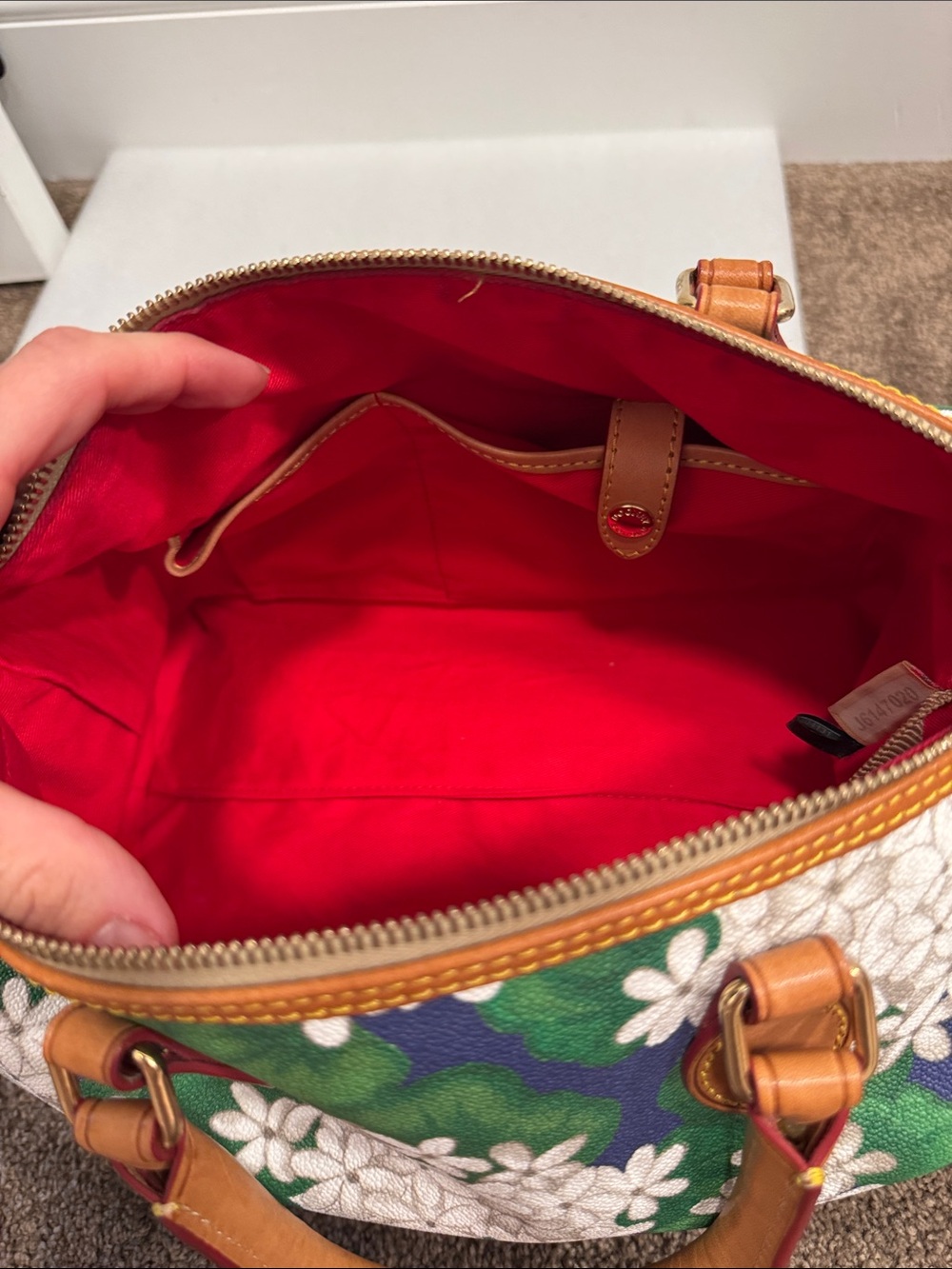Dooney & Bourke Navy Hydrangea floral Satchel shoulder bag purse - Picture 12 of 12